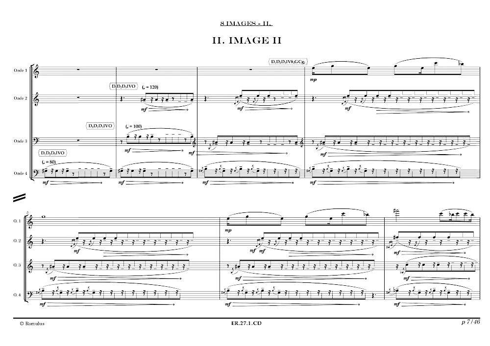 Extrait de la partition "8 Images" éditée aux Éditions Romulus.