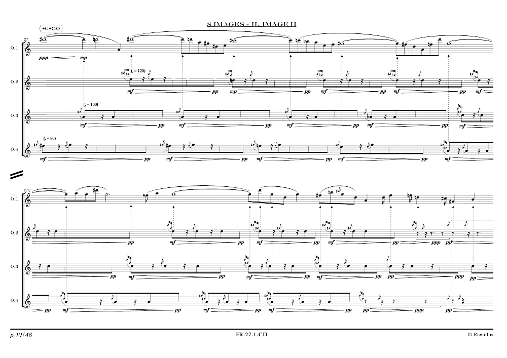 Extrait de la partition "8 Images" éditée aux Éditions Romulus.