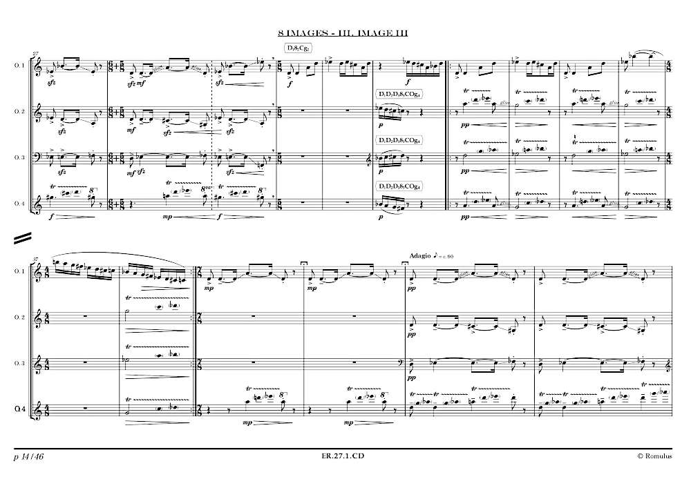 Extrait de la partition "8 Images" éditée aux Éditions Romulus.