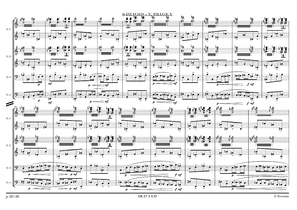 Extrait de la partition "8 Images" éditée aux Éditions Romulus.