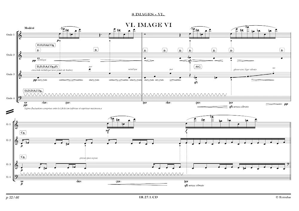 Extrait de la partition "8 Images" éditée aux Éditions Romulus.