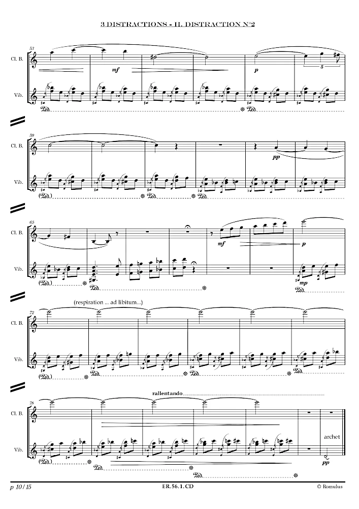 Extrait de la partition "3 Distractions" éditée aux Éditions Romulus.