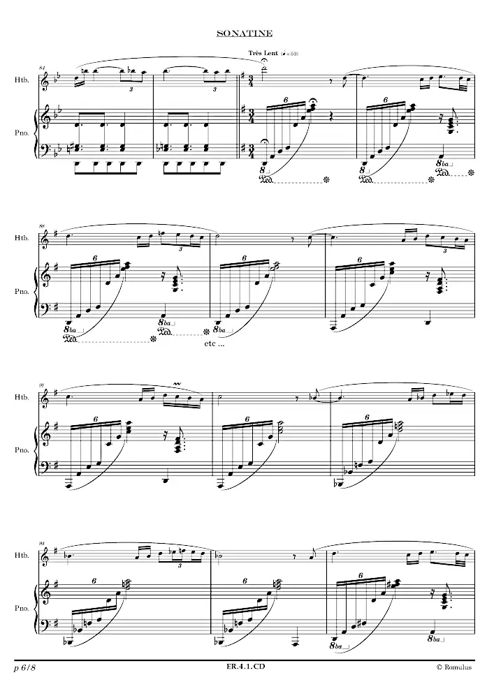 Extrait de la partition "Sonatine" en résolution dégradée.