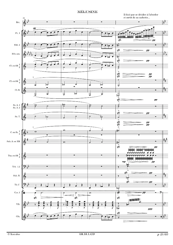 Extrait de la partition "Mélusine" en résolution dégradée.
