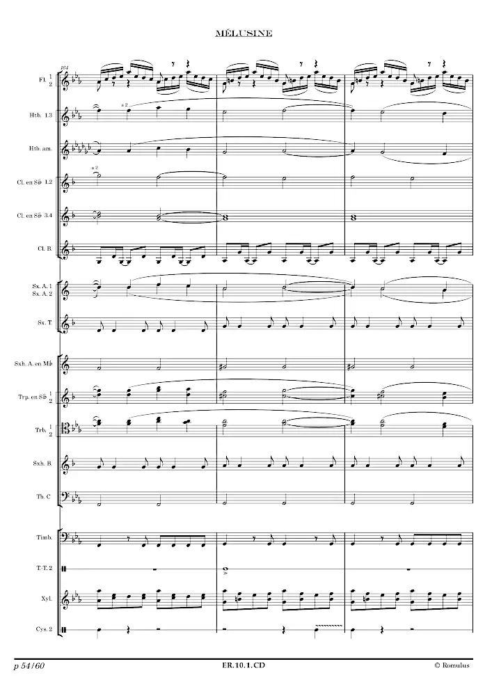 Extrait de la partition "Mélusine" en résolution dégradée.