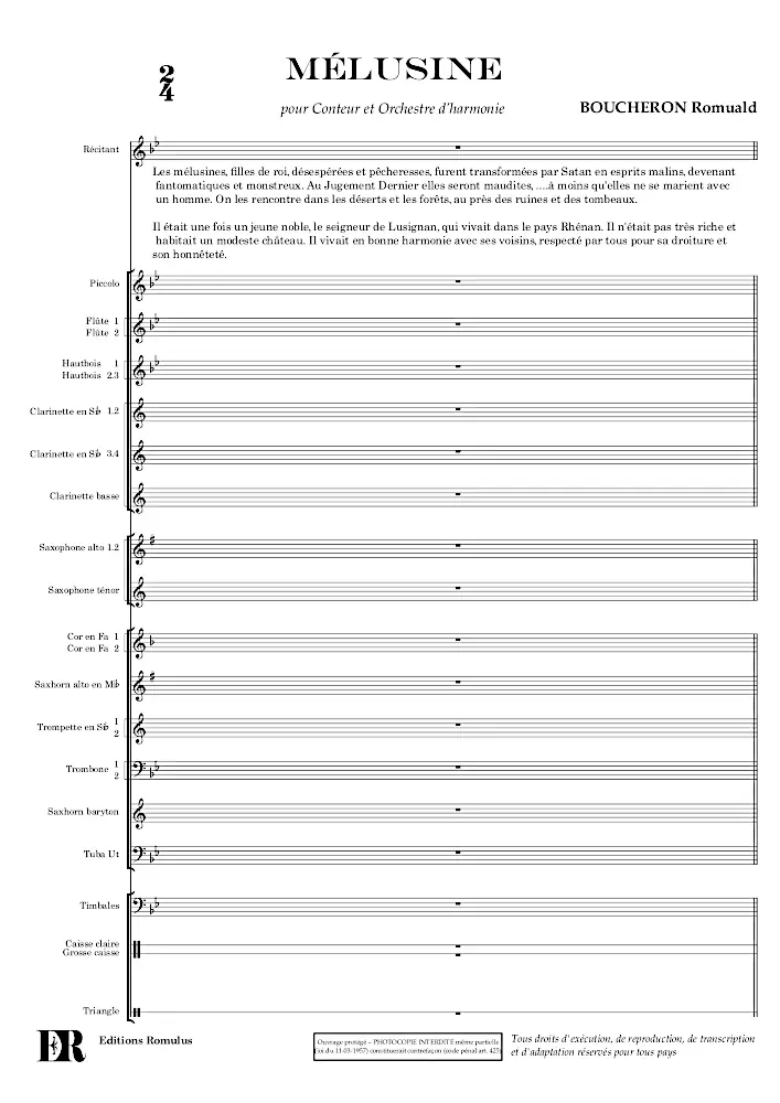 Extrait de la partition "Mélusine" en résolution dégradée.