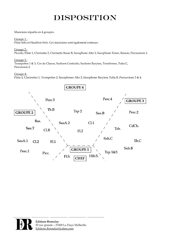 Description de la disposition pour la partition "Le Poulain d'Epona" en résolution dégradée.