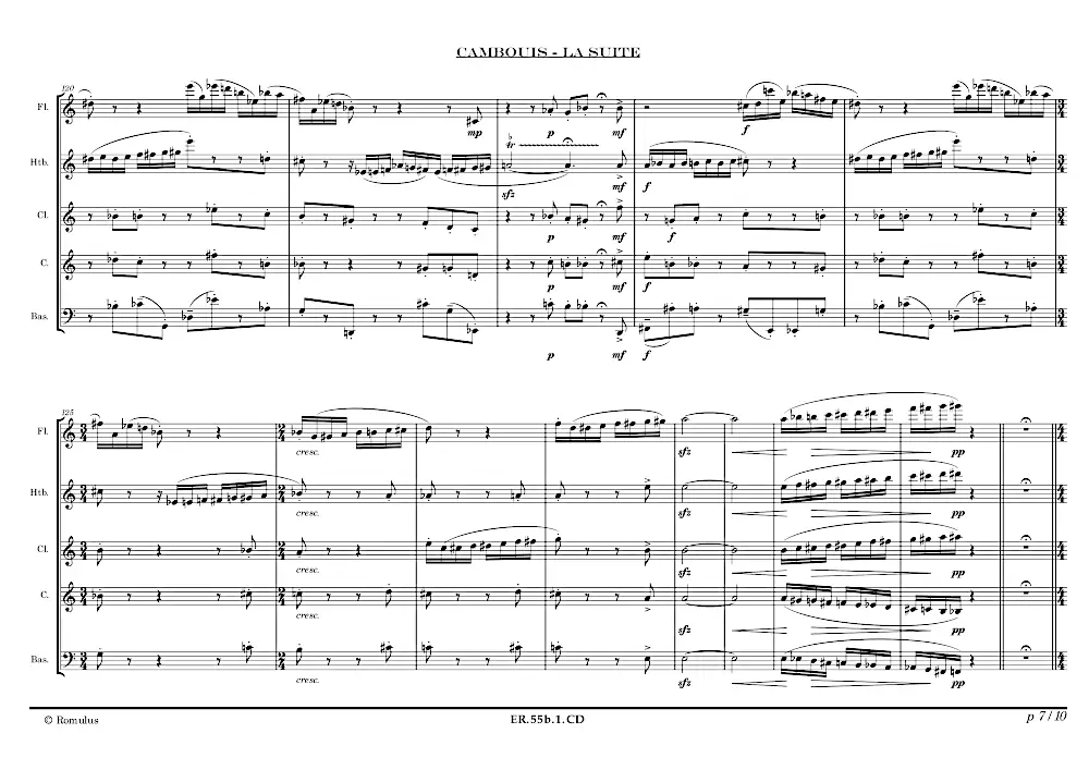 Extrait de la partition "Cambouis - La Suite" en résolution dégradée.