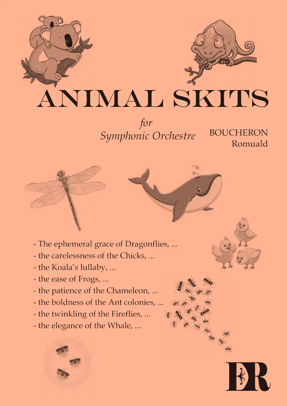 Couverture de la partition "Animal skits" éditée aux Éditions Romulus.