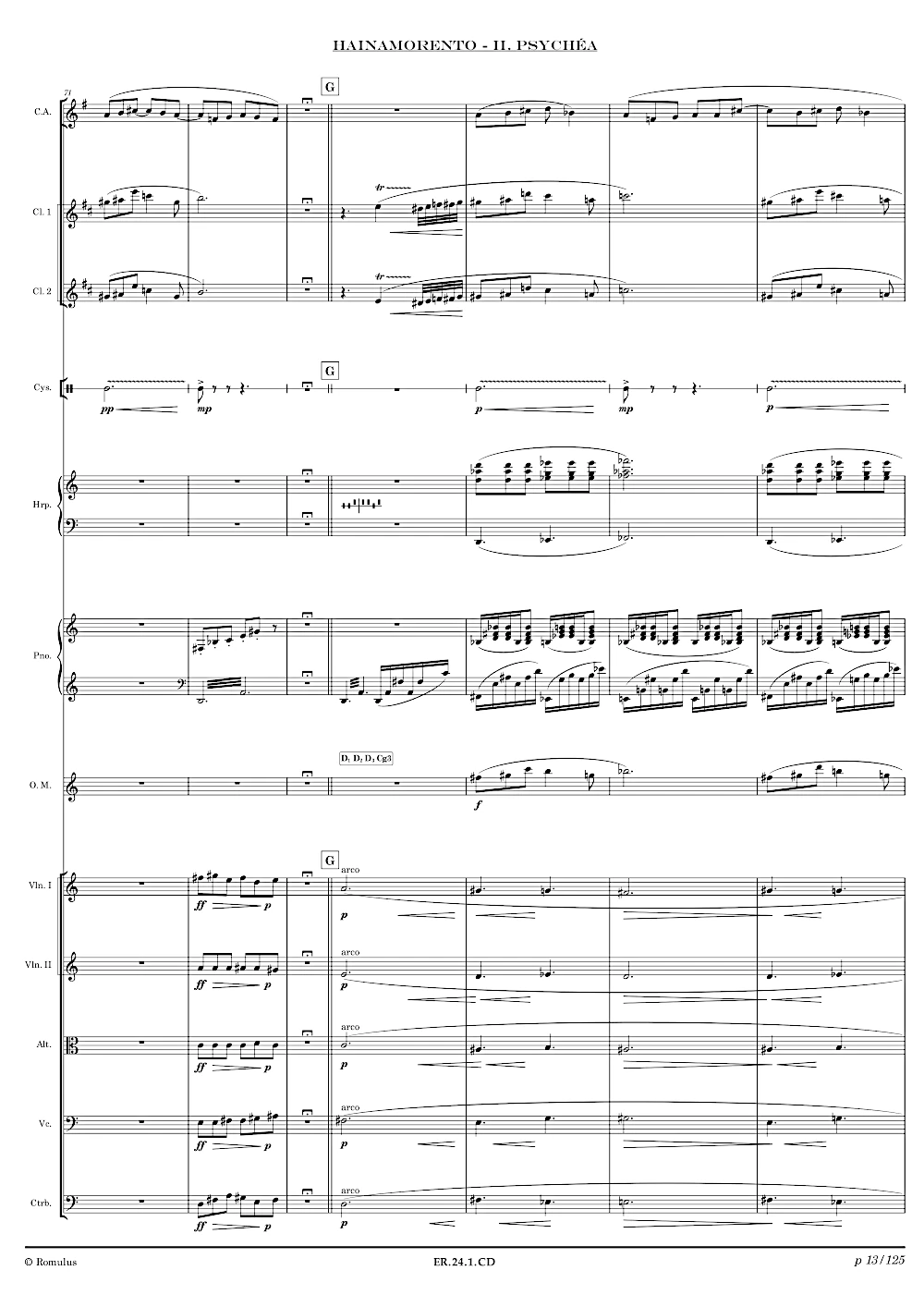 Extrait de la partition "Hainamorento" éditée aux Éditions Romulus.