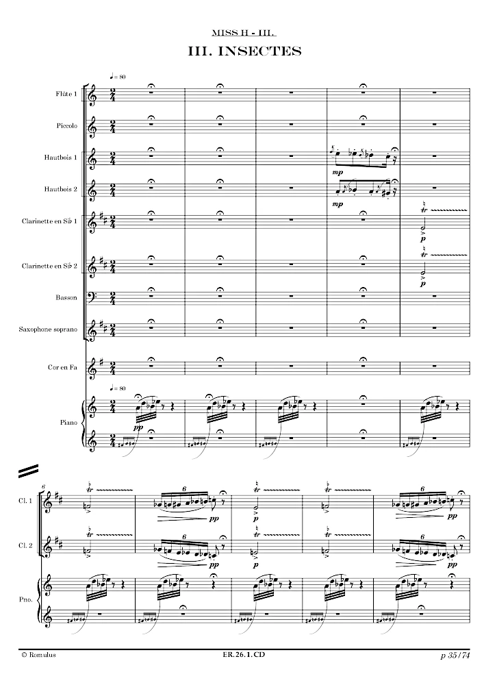 Extrait de la partition "Miss H" éditée aux Éditions Romulus.