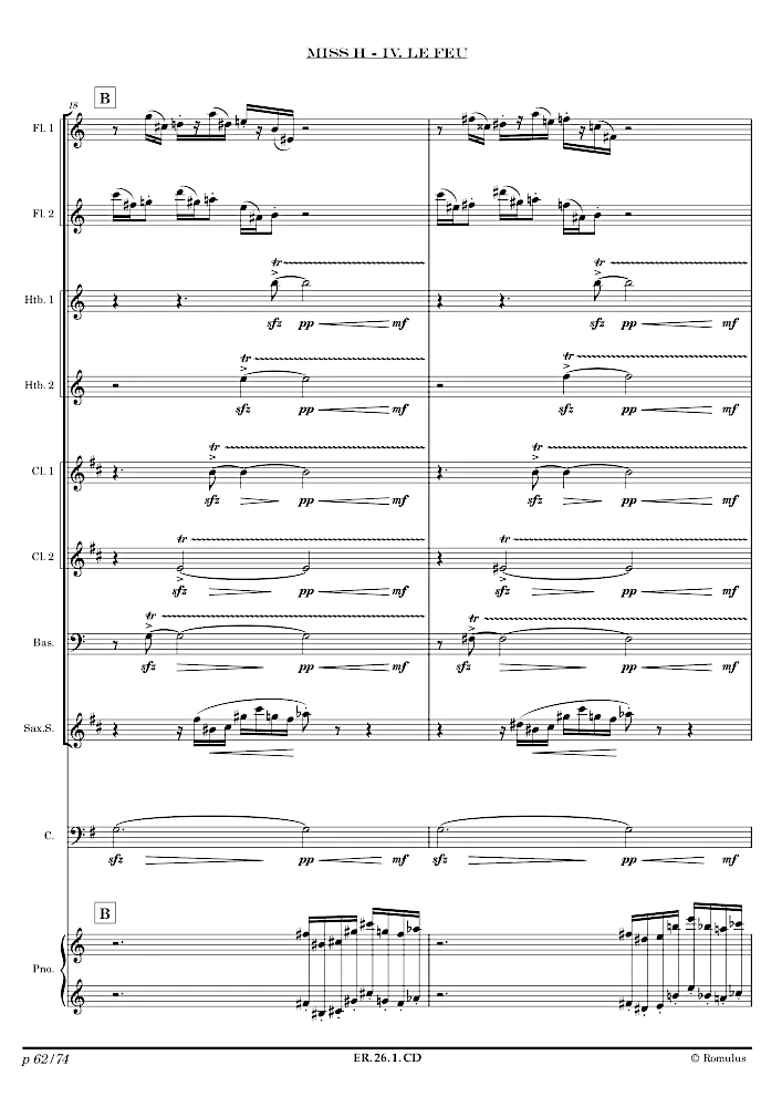 Extrait de la partition "Miss H" éditée aux Éditions Romulus.