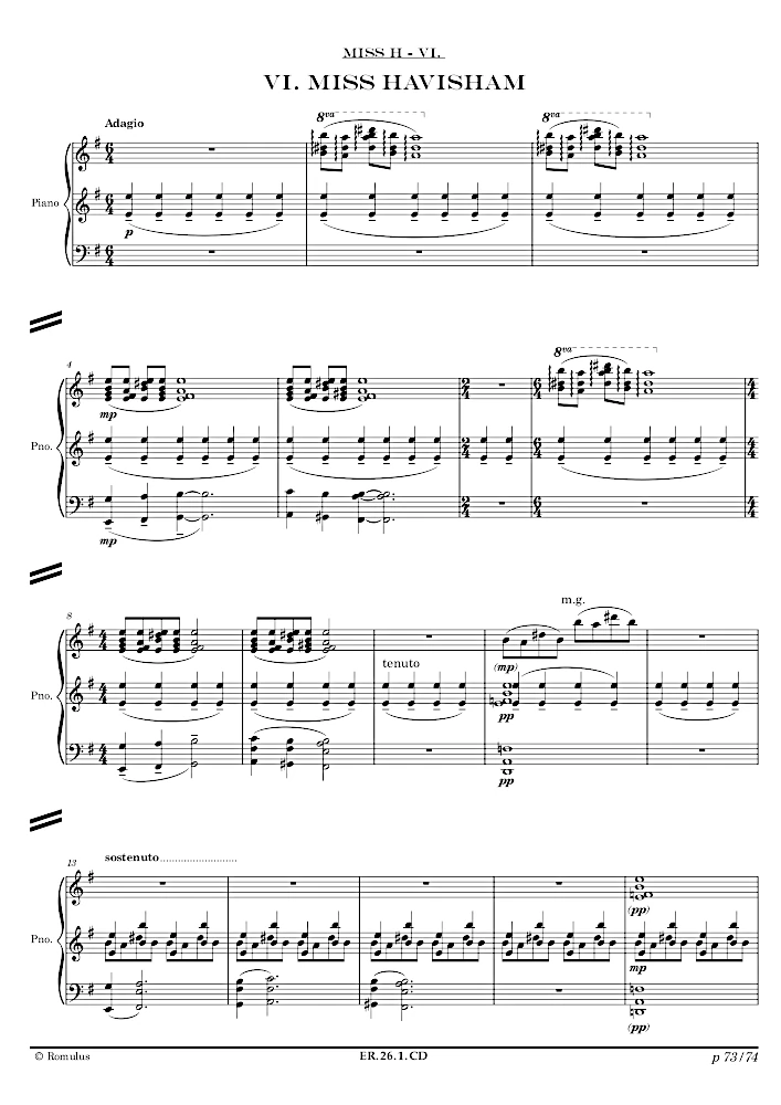 Extrait de la partition "Miss H" éditée aux Éditions Romulus.