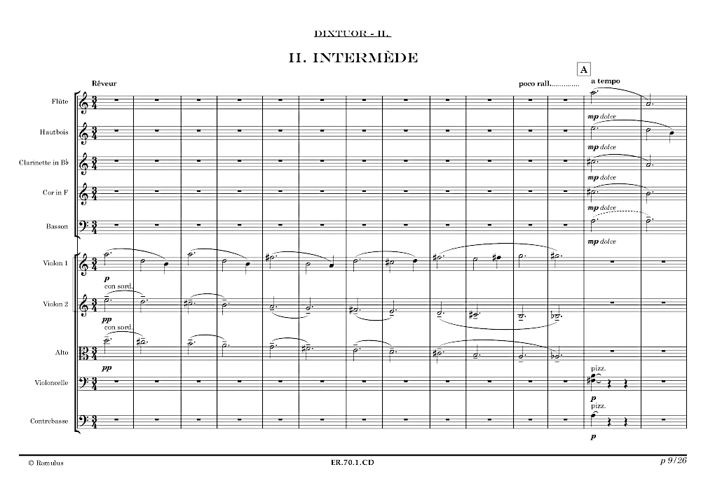 Extrait de la partition "Dixtuor" éditée aux Éditions Romulus.