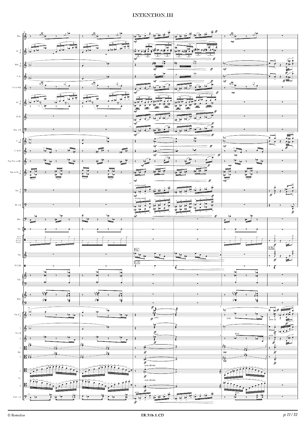Extrait de la partition "Intentions III" éditée aux Éditions Romulus.