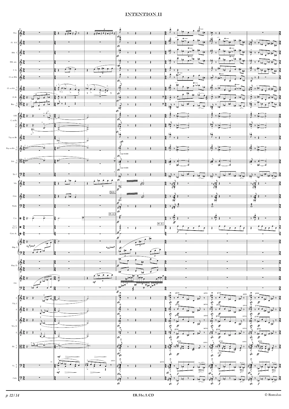 Extrait de la partition "Intentions II" éditée aux Éditions Romulus.