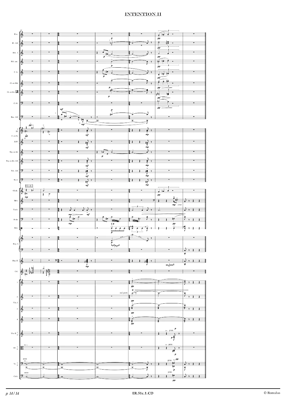 Extrait de la partition "Intentions II" éditée aux Éditions Romulus.
